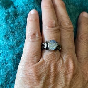 SOLD-Sterling Silver & moonstone ring, size 6.5